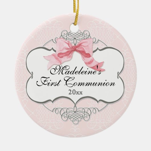 Erstkommunionenschmuck - Französischer Bow Swirl Keramik Ornament (Vorne)