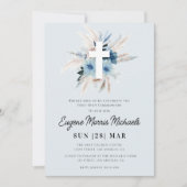 Erstkommunionseinladung in staubblau einladung (Vorderseite)