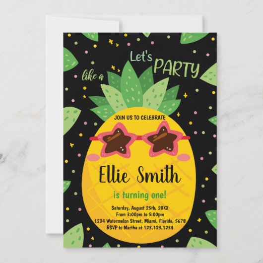 Erstmalige Ananas-Ananas zum Geburtstag Einladung (Vorderseite)