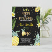 Erstmalige Ananas Geburtstagseinladungen Einladung (Stehend Vorderseite)