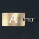 Erstmalige Bezeichnung für das Gold Brushed Metal  Gepäckanhänger<br><div class="desc">Luxuriöse goldgegossene Metallfolie Monogram Name und erste Gepäckmarke. Diese Taschenmarke ist ideal für Zurück in die Schule,  Arbeit oder Reisen.</div>