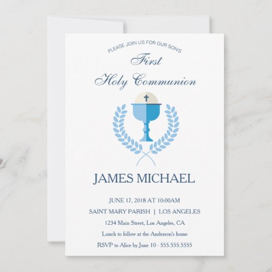 Erstmalige Einladung der heiligen Kommunion Boys B (Vorderseite)