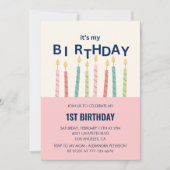 Erstmalige Einladung zum Geburtstag Candle (Vorderseite)