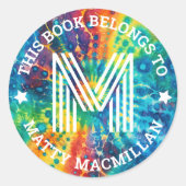 Erstmalige farbige gefärbte Krawatte-Kinder-Buchsc Runder Aufkleber (Vorderseite)