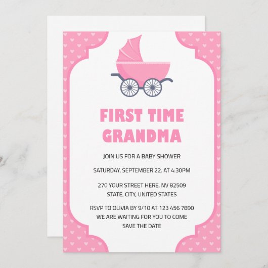 Erstmalige Grandma Baby Dusche Einladung (Vorne/Hinten)