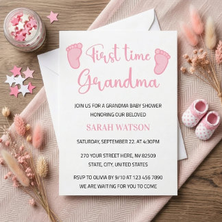Erstmalige Grandma Baby Girl Feet Dusche Einladung