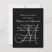 Erstmalige Hochzeitskarte für Schwarzes Monogramm Einladung (Rückseite)