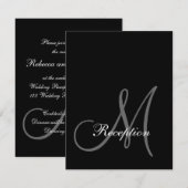 Erstmalige Hochzeitskarte für Schwarzes Monogramm Einladung (Vorne/Hinten)