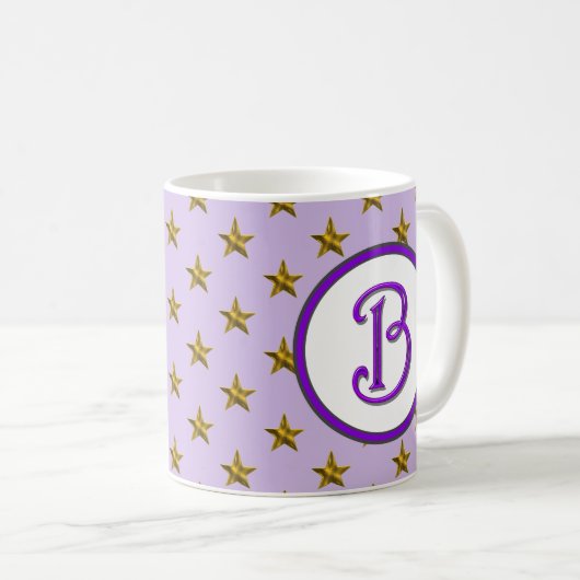Erstmalige Lila Himmelssternmonogramm Kaffeetasse (VorderseiteRechts)