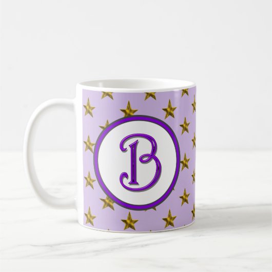 Erstmalige Lila Himmelssternmonogramm Kaffeetasse (Links)