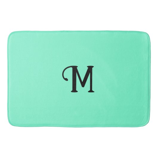 Erstmalige Monogram Aquamarine Jewel Tone Solid Co Badematte (Vorderseite)