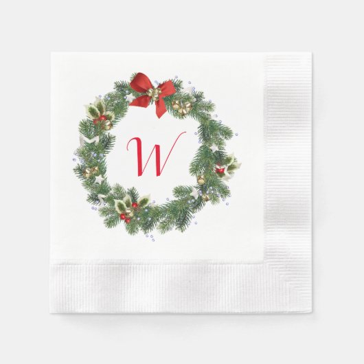 Erstmalige Monogram Weihnachtskleider Cocktail Nap Serviette (Vorderseite)