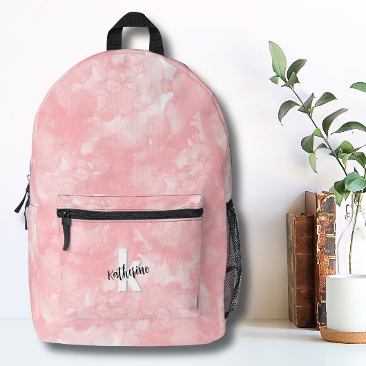Erstmalige Monogramm-Girls Aquarellpinke Bedruckter Rucksack