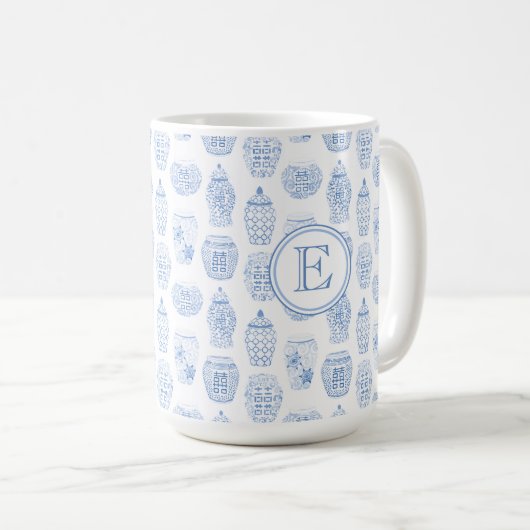 Erstmalige Monogramm-Klassik Blau-weiße China Druc Kaffeetasse (VorderseiteRechts)