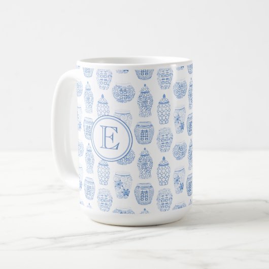 Erstmalige Monogramm-Klassik Blau-weiße China Druc Kaffeetasse (Vorderseite Links)