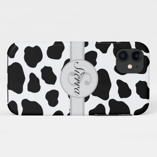 Erstmalige Monogramm-Personalisierte Kuh-Druck Case-Mate iPhone Hülle (Rückseite (Horizontal))