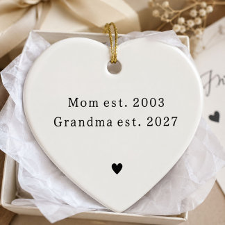 Erstmalige Oma-Schwangerschaftsankündigung Herz Keramik Ornament