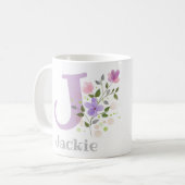 Erstmalige Plus-Bezeichnung Jackie mit Blume Kaffeetasse (Vorderseite Links)