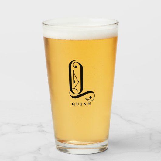 Erstmalige Q mit Nachname-Glas der Klasse Monogram Glas (Vorne (Gefüllt))