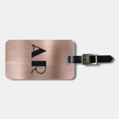 Erstmalige Rose Gold Metal Two Monogram Gepäckanhänger (Vorderseite horizontal)