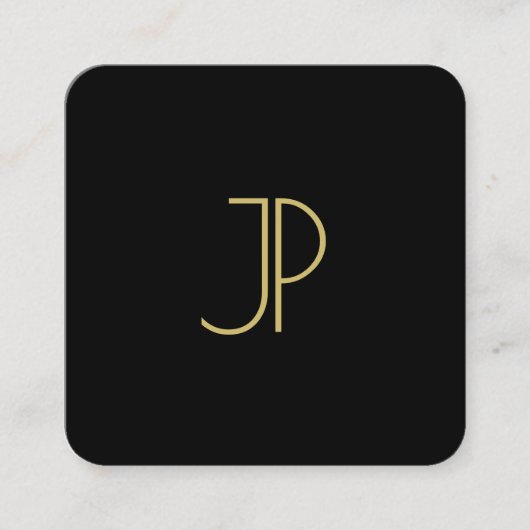 Erstmalige Vorlage für das moderne Gold Look Monog Quadratische Visitenkarte (Vorderseite)