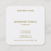 Erstmalige Vorlage für das moderne Gold Look Monog Quadratische Visitenkarte (Rückseite)