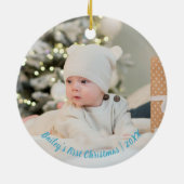 Erstmalige Weihnachtsbärenverzierung Keramik Ornament (Hinten)