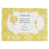 Erstmaliger Blonde Boy Gold Damask Große Geschenktüte (Rückseite)