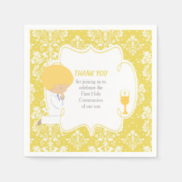 Erstmaliger Blonde Boy Gold Damask Serviette