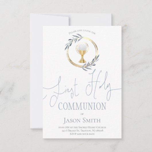 Erstmaliger Goldkreis der Kommune in Blau und Imit Einladung (Vorderseite)