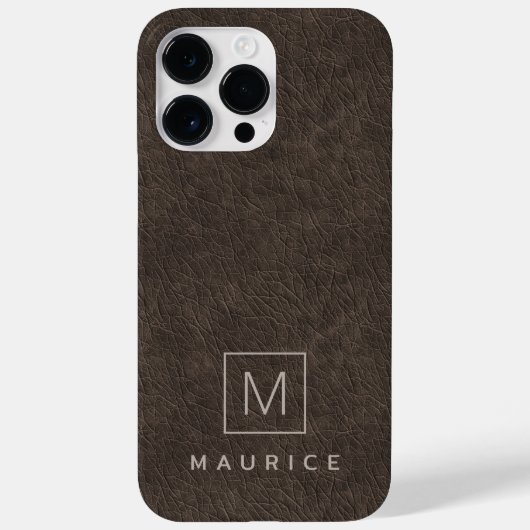 Erstmaliger individuelle Name aus braunem Leder Case-Mate iPhone Hülle (Rückseite)