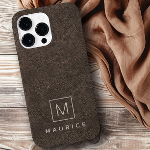 Erstmaliger individuelle Name aus braunem Leder Case-Mate iPhone 14 Pro Max Hülle