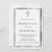 Erstmaliger Luxus-Kommunion mit weißem Silber Einladung (Vorderseite)