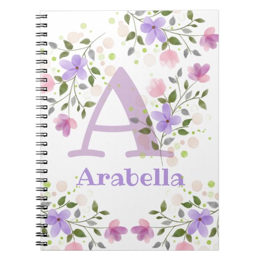 Erstmaliger Name Arabella mit Blume Notizblock (Vorderseite)