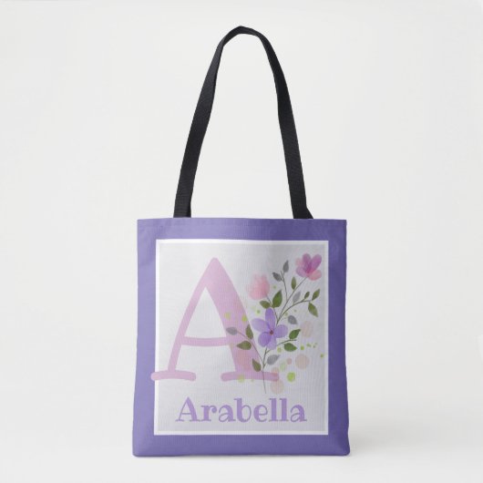 Erstmaliger Name Arabella mit Blume Tasche (Vorderseite)