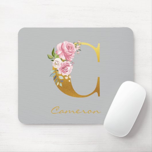 Erstmaliger Name des Monogramms Floral Monogram, P Mousepad (Mit Mouse)