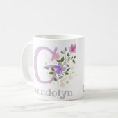Erstmaliger Name Gwendolyn mit Blume Kaffeetasse (Vorderseite Links)