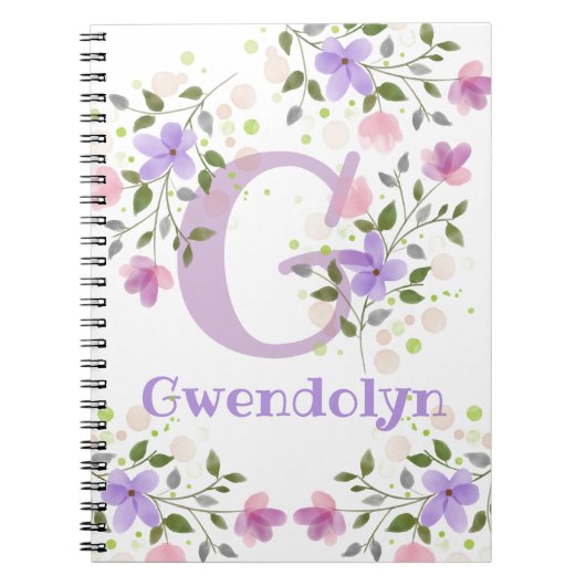 Erstmaliger Name Gwendolyn mit Blume Notizblock (Vorderseite)