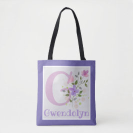 Erstmaliger Name Gwendolyn mit Blume Tasche