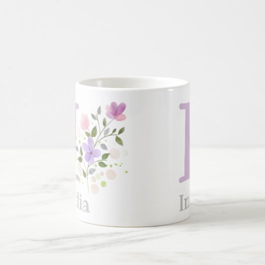 Erstmaliger Name Indien mit Blume Kaffeetasse (Mittel)