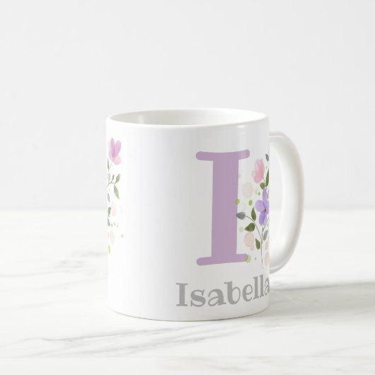 Erstmaliger Name Isabella mit Blume Kaffeetasse (VorderseiteRechts)