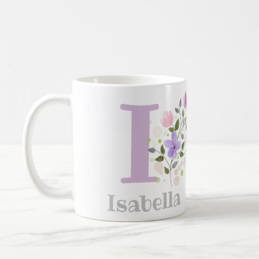 Erstmaliger Name Isabella mit Blume Kaffeetasse (Links)