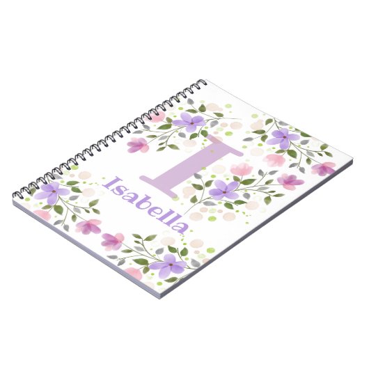 Erstmaliger Name Isabella mit Blume Notizblock (Linke Seite)
