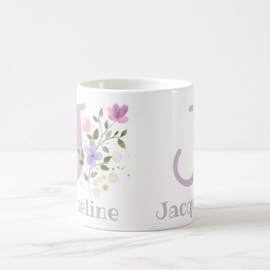 Erstmaliger Name Jacqueline mit Blume Kaffeetasse (Mittel)