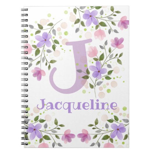 Erstmaliger Name Jacqueline mit Blume Notizblock (Vorderseite)