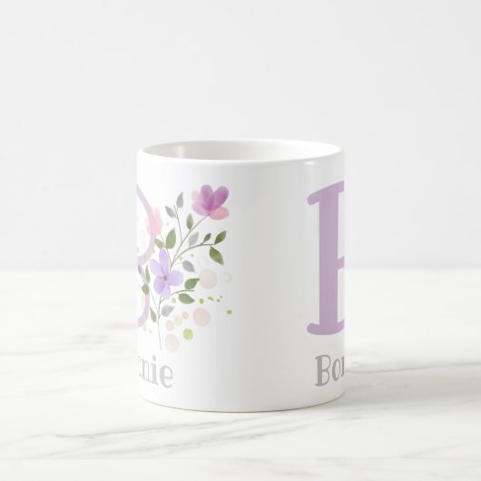 Erstmaliger Name mit Blume Kaffeetasse (Mittel)