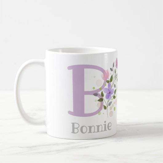 Erstmaliger Name mit Blume Kaffeetasse (Links)