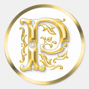 Erstmaliger P-Rundaufkleber in Gold Runder Aufkleber