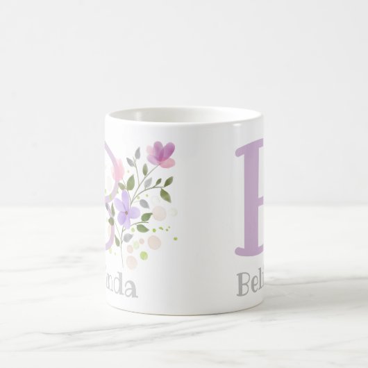 Erstmaliger Plus Name Belinda mit Blume Kaffeetasse (Mittel)