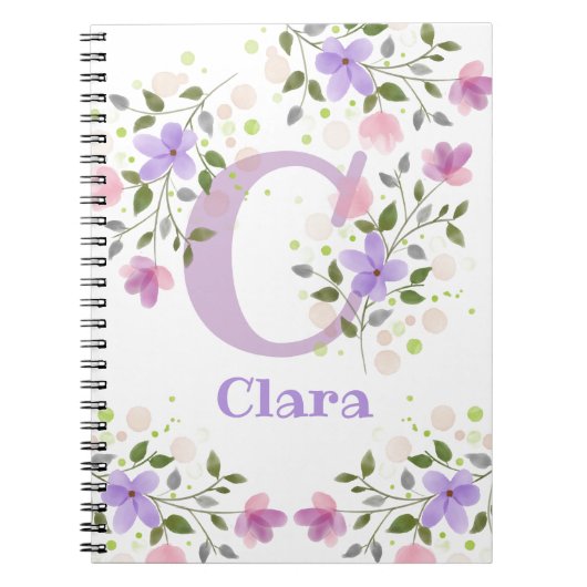 Erstmaliger Plus Name Clara mit Blume Notizblock (Vorderseite)